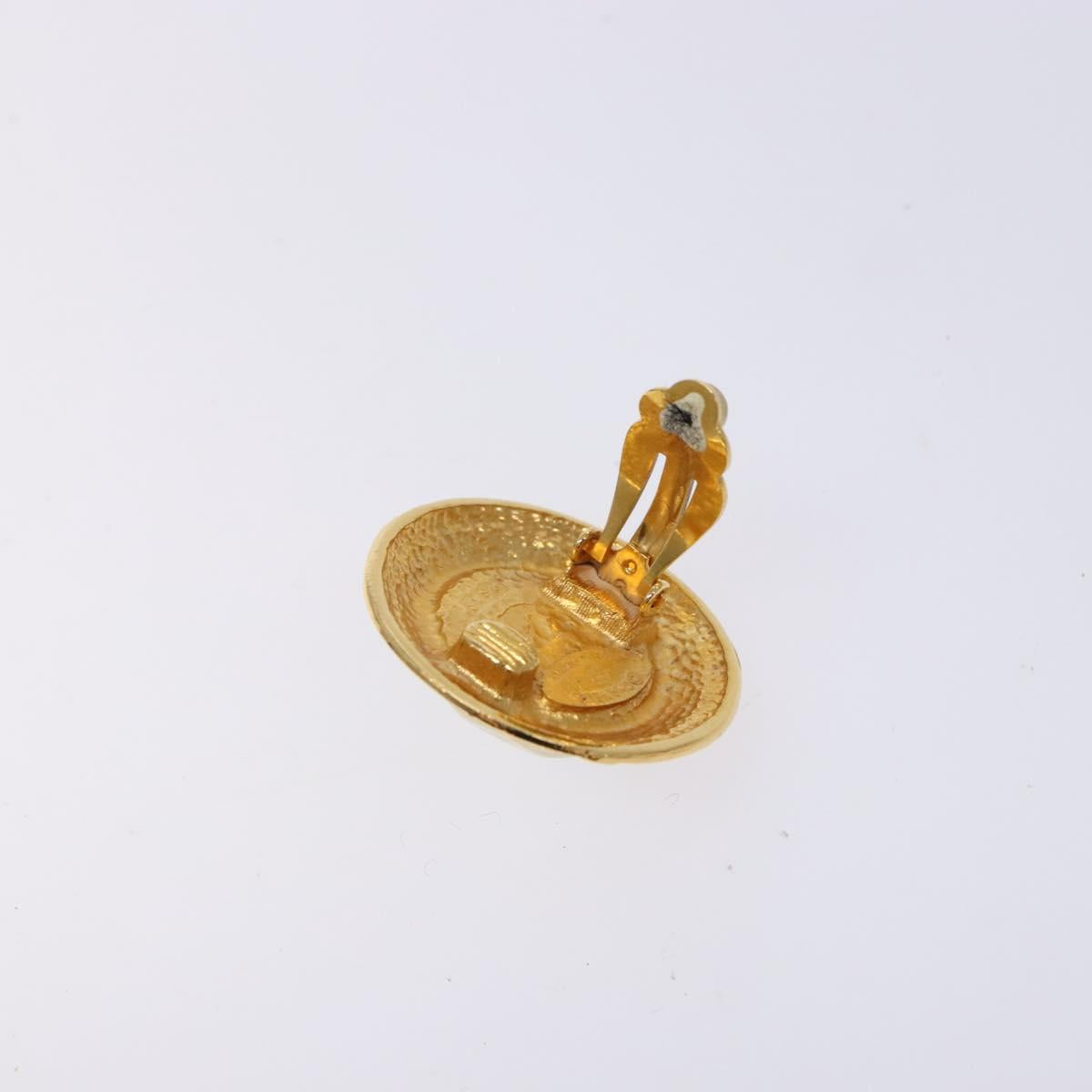 CHANEL Earring metal Gold CC Auth bs29160