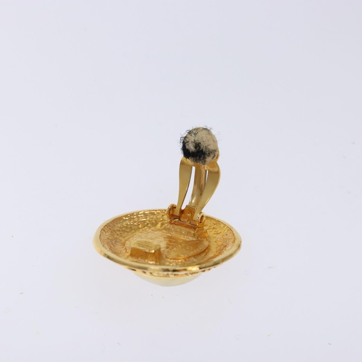 CHANEL Earring metal Gold CC Auth bs29160