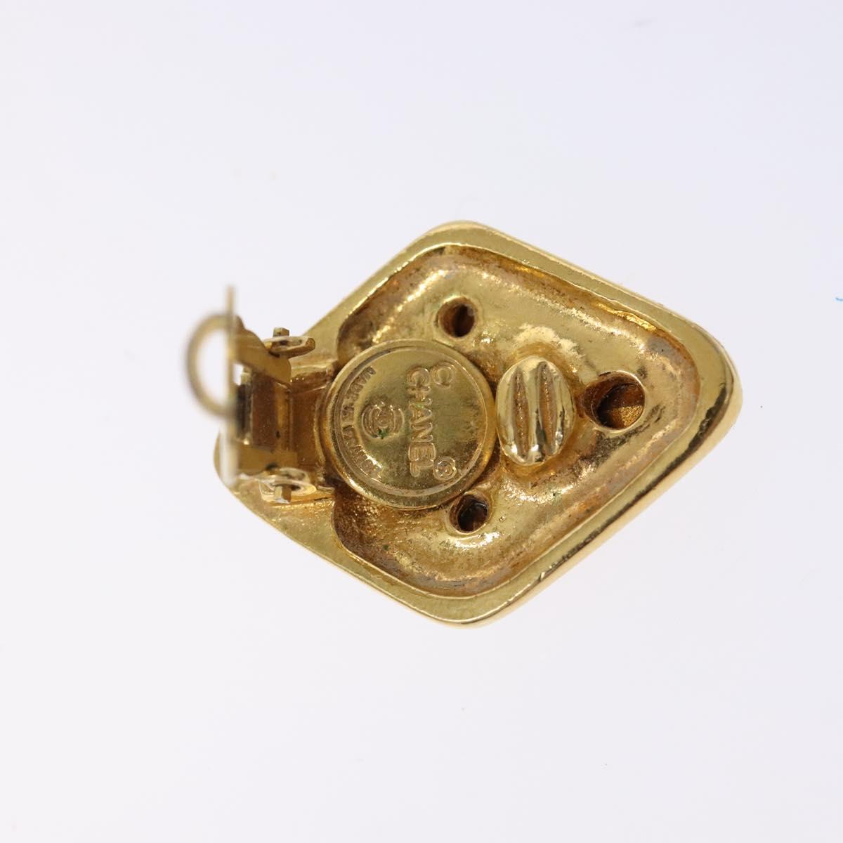 CHANEL Earring metal Gold CC Auth bs29166