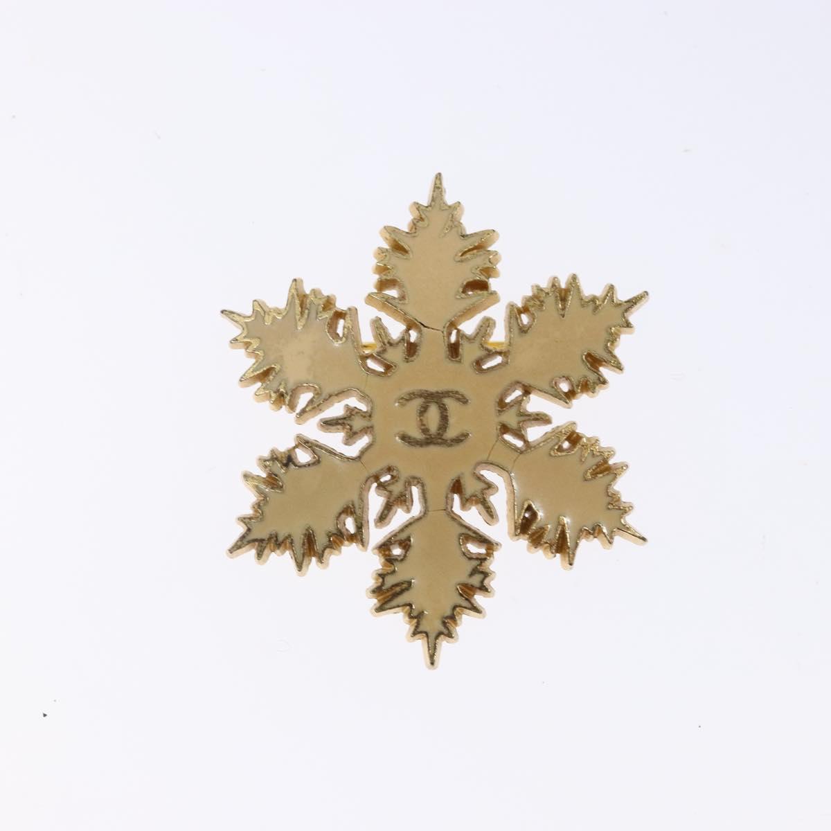 CHANEL Brooch metal Gold Tone CC Auth bs29167