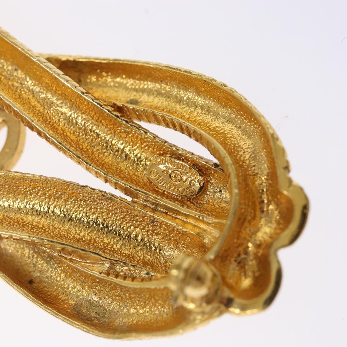 CHANEL Brooch metal Gold CC Auth bs29186