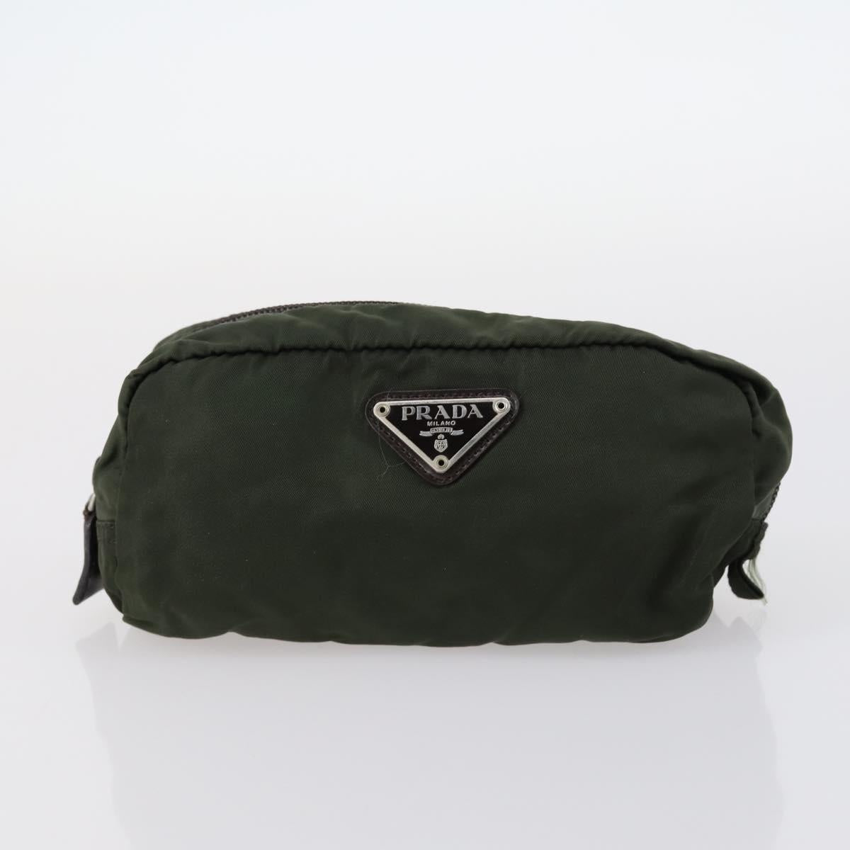 PRADA Pouch Nylon 4 Set Black Khaki purple Auth bs29189
