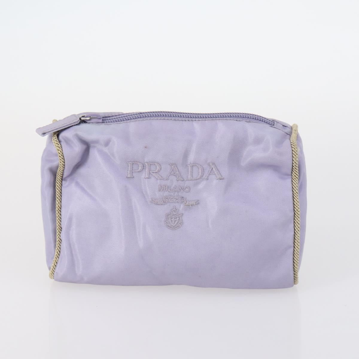 PRADA Pouch Nylon 4 Set Black Khaki purple Auth bs29189