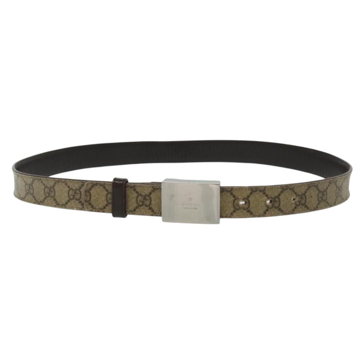 GUCCI GG Supreme Belt Leather 2Set Black Beige Auth bs29191