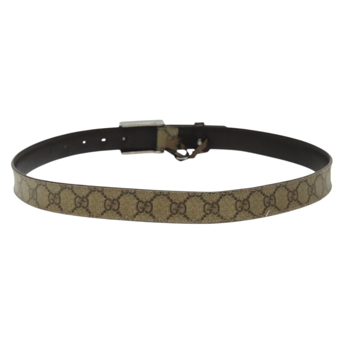 GUCCI GG Supreme Belt Leather 2Set Black Beige Auth bs29191