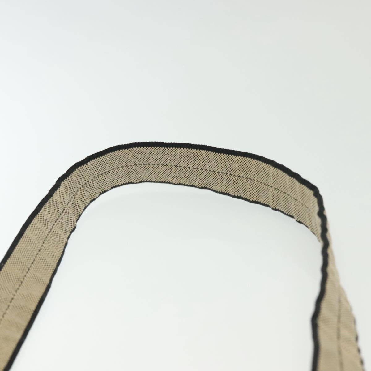 PRADA Shoulder Bag Canvas Leather Beige Black Silver Auth bs29206