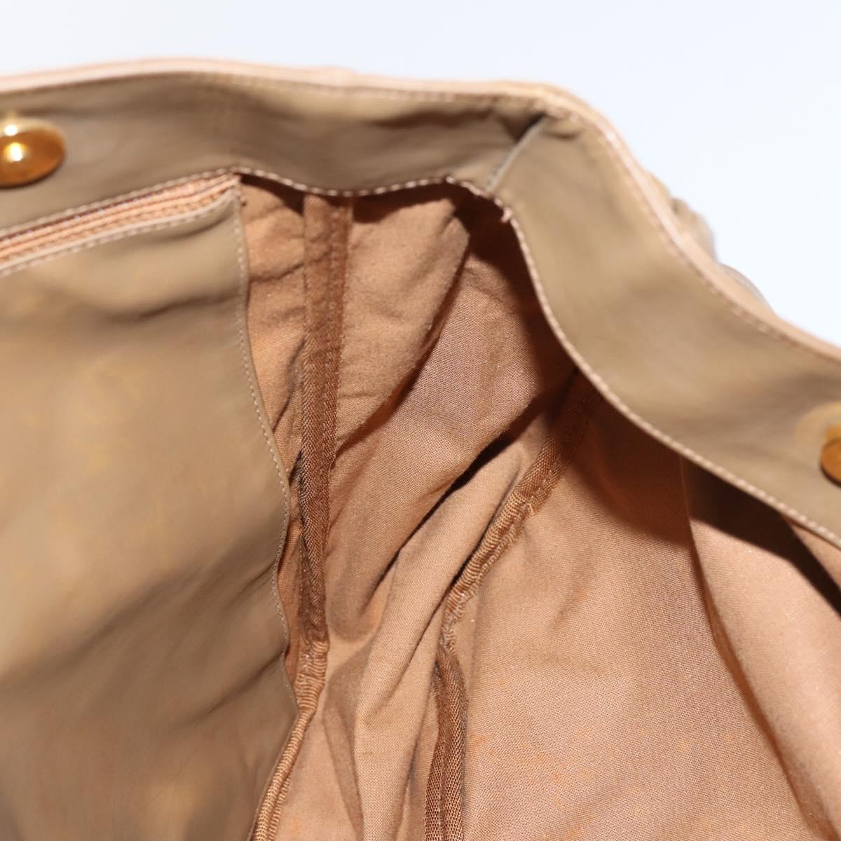 CHANEL Tote Bag Enamel Brown Gold CC Auth bs29208