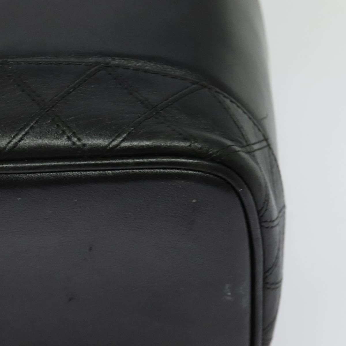 CHANEL Vanity Pouch Leather Black Gold CC Auth bs29211