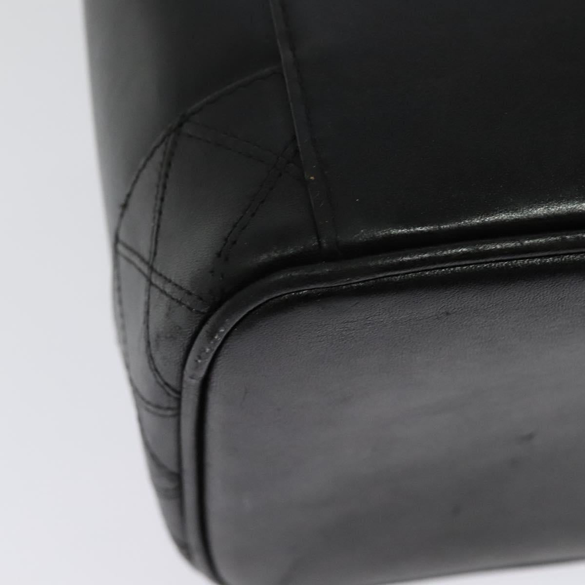 CHANEL Vanity Pouch Leather Black Gold CC Auth bs29211