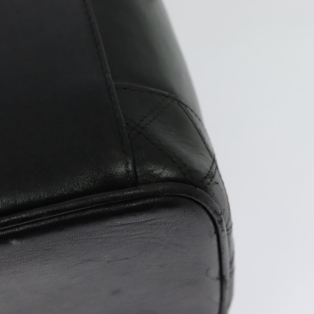 CHANEL Vanity Pouch Leather Black Gold CC Auth bs29211