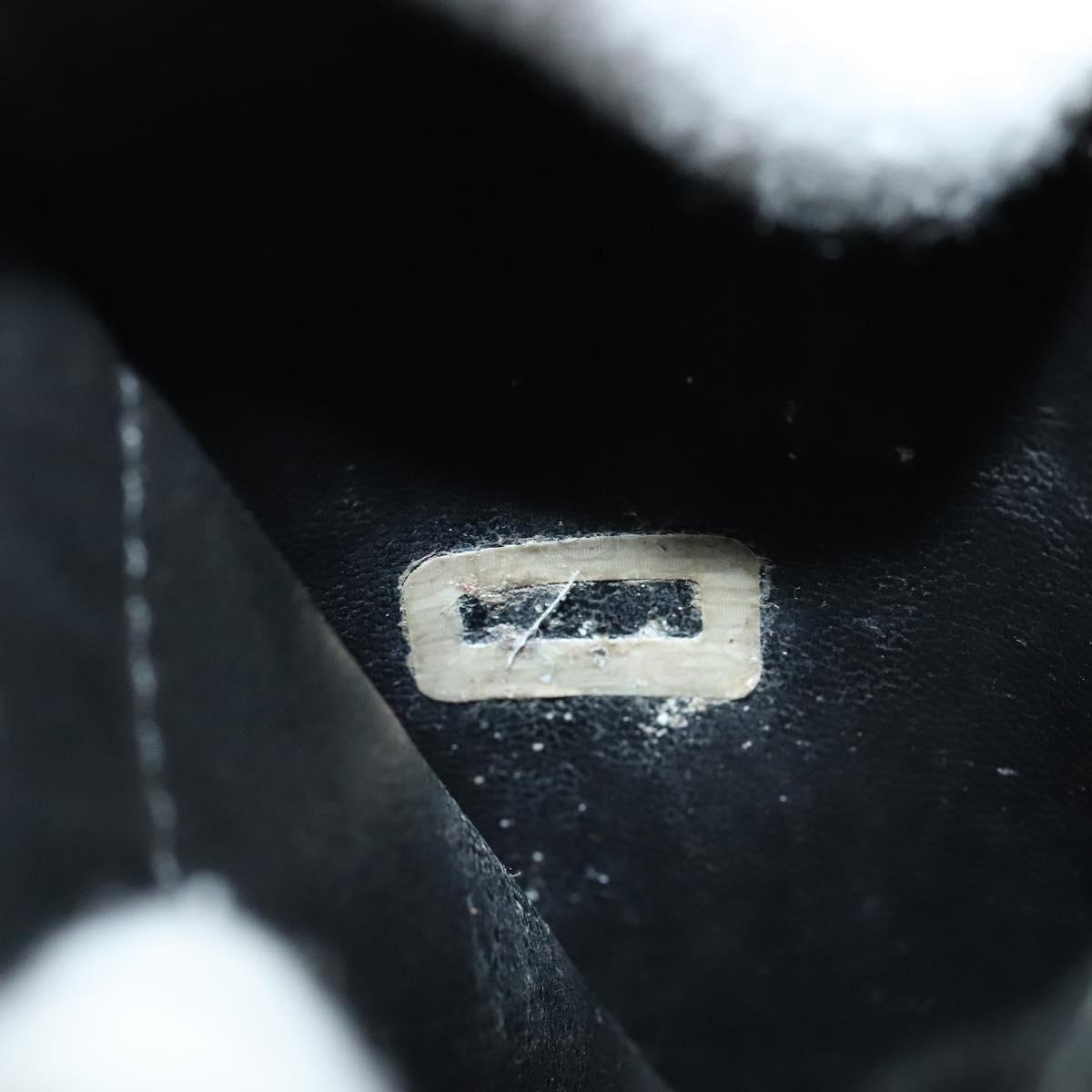 CHANEL Vanity Pouch Leather Black Gold CC Auth bs29211