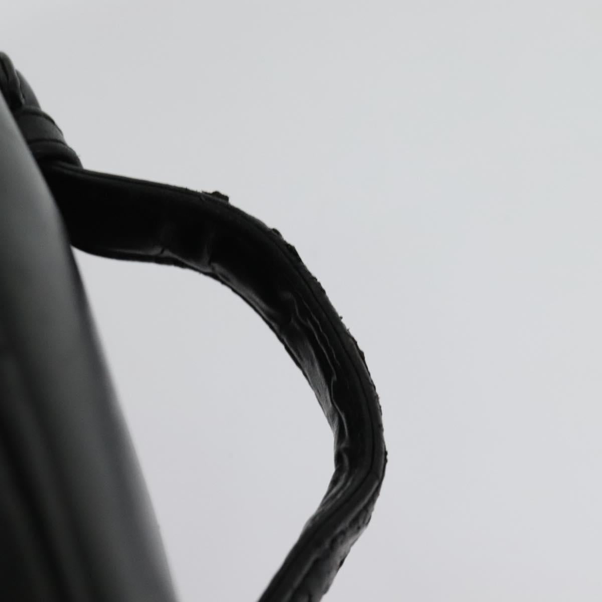 CHANEL Vanity Pouch Leather Black Gold CC Auth bs29211