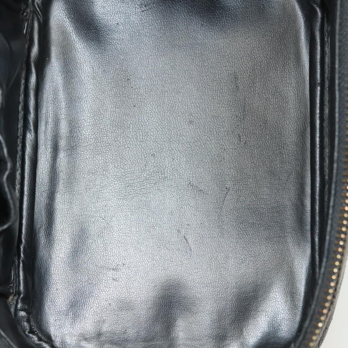 CHANEL Vanity Pouch Leather Black Gold CC Auth bs29212