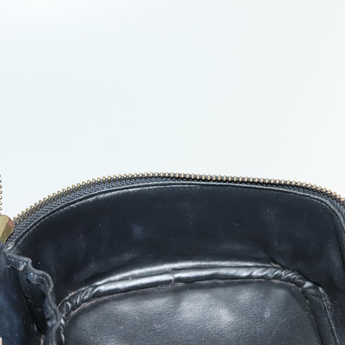 CHANEL Vanity Pouch Leather Black Gold CC Auth bs29212