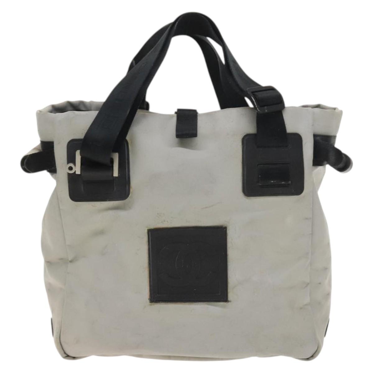 CHANEL Tote Bag Coated Canvas Gray Silver CC Auth bs29217