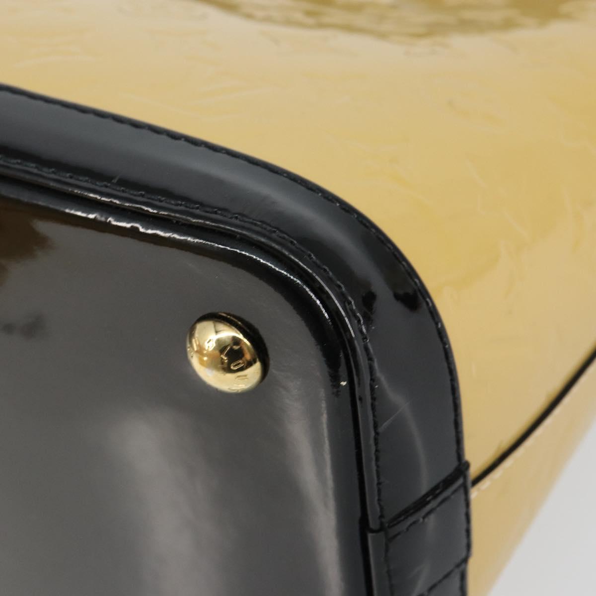 LOUIS VUITTON Monogram Vernis Lockit PM Tote Bag Beige Black M90251 Auth bs29224
