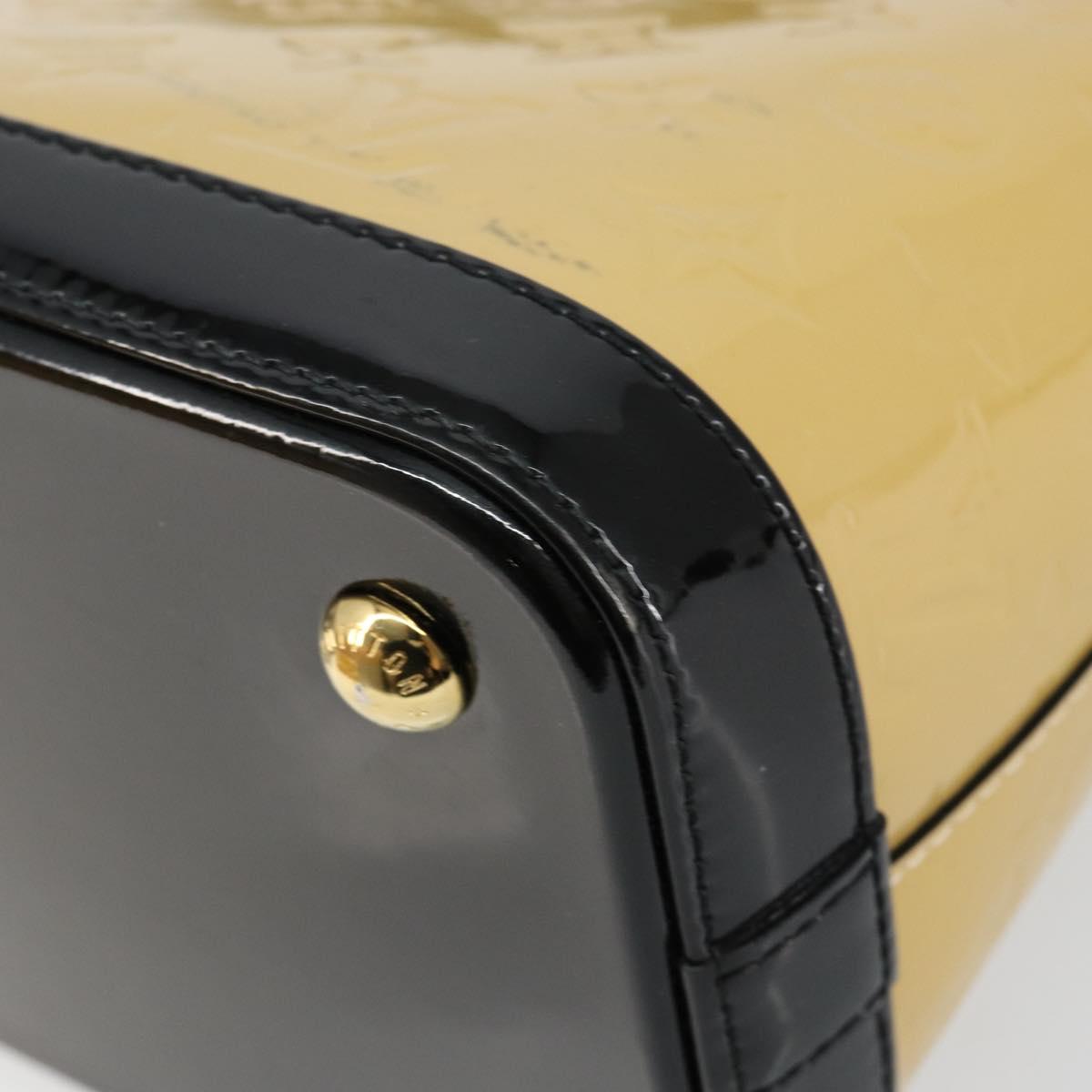LOUIS VUITTON Monogram Vernis Lockit PM Tote Bag Beige Black M90251 Auth bs29224