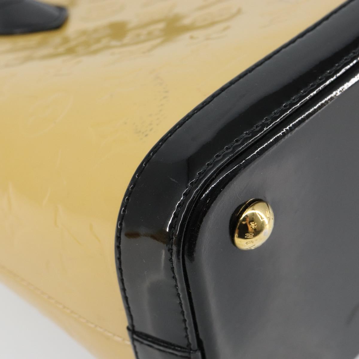 LOUIS VUITTON Monogram Vernis Lockit PM Tote Bag Beige Black M90251 Auth bs29224