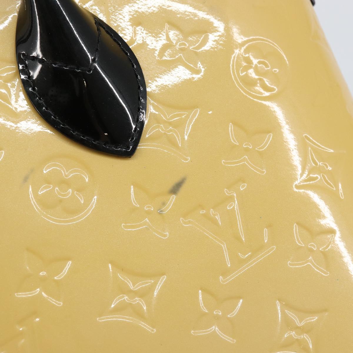 LOUIS VUITTON Monogram Vernis Lockit PM Tote Bag Beige Black M90251 Auth bs29224