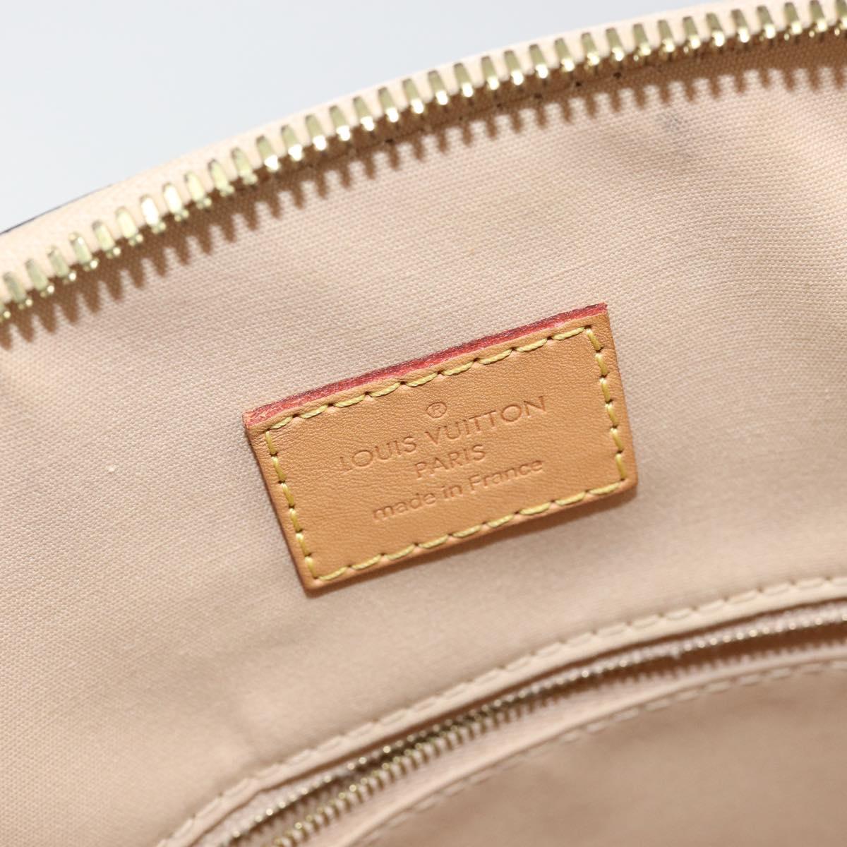 LOUIS VUITTON Monogram Vernis Lockit PM Tote Bag Beige Black M90251 Auth bs29224