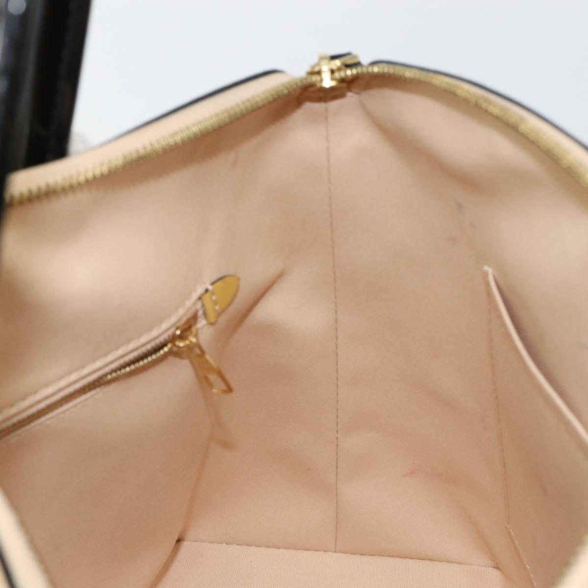 LOUIS VUITTON Monogram Vernis Lockit PM Tote Bag Beige Black M90251 Auth bs29224