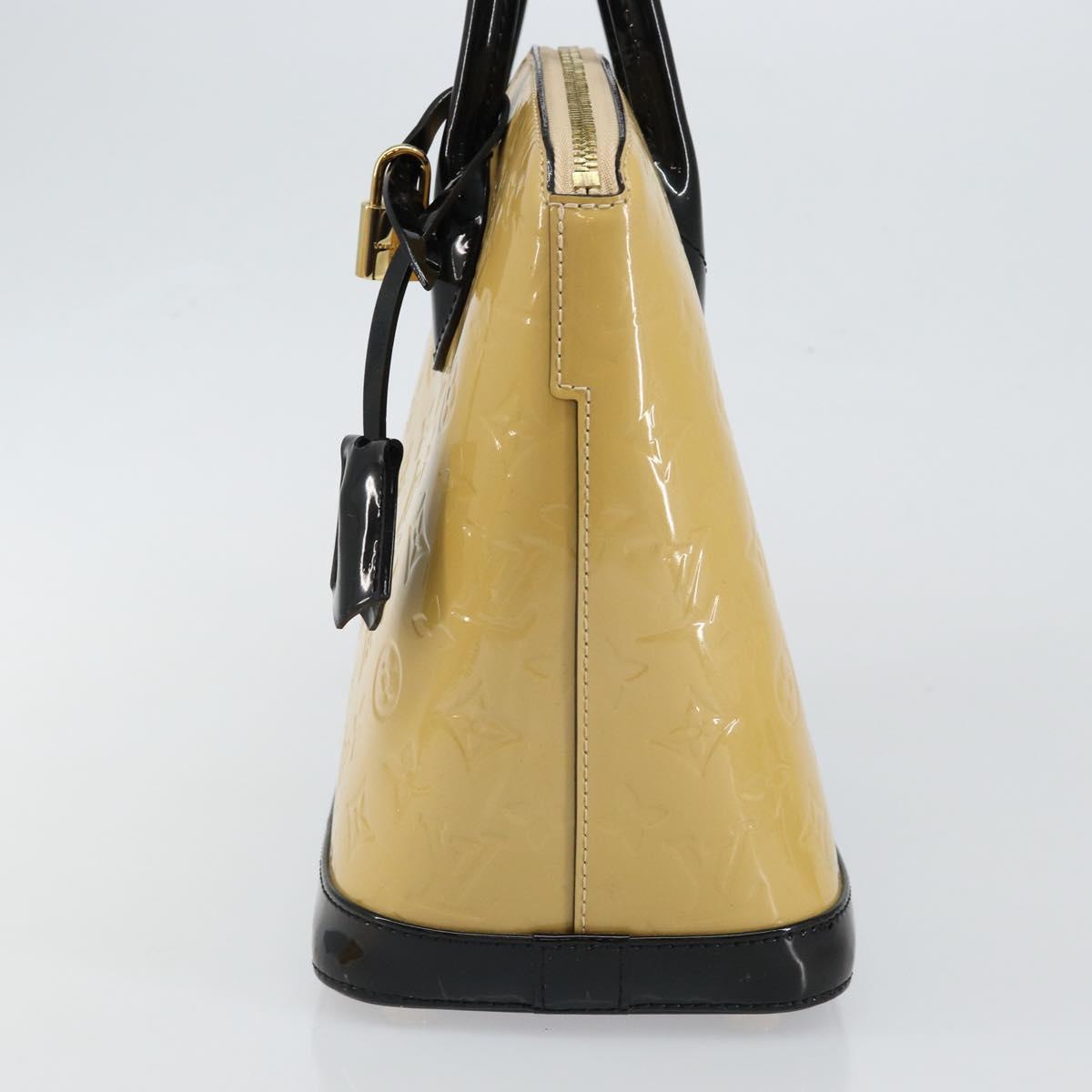 LOUIS VUITTON Monogram Vernis Lockit PM Tote Bag Beige Black M90251 Auth bs29224