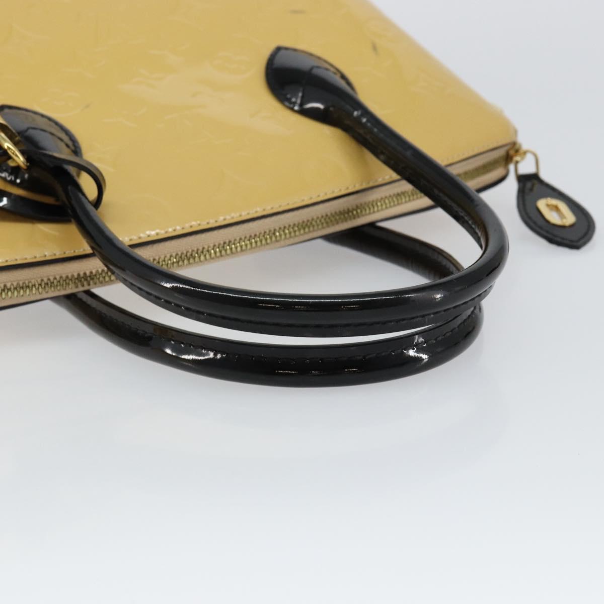 LOUIS VUITTON Monogram Vernis Lockit PM Tote Bag Beige Black M90251 Auth bs29224