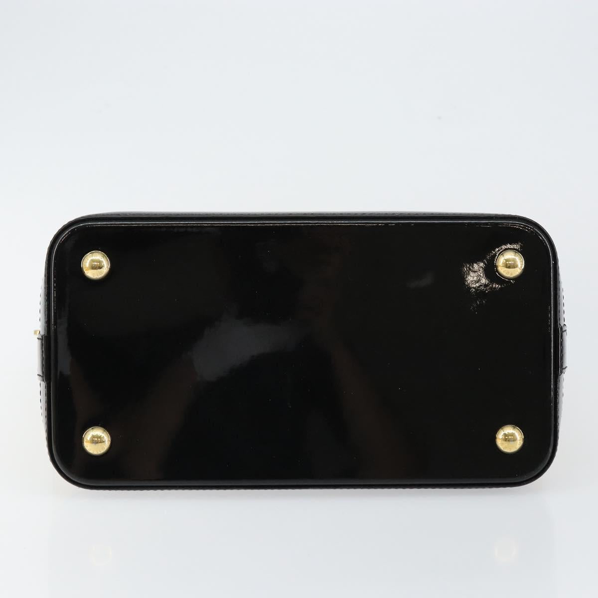 LOUIS VUITTON Monogram Vernis Lockit PM Tote Bag Beige Black M90251 Auth bs29224