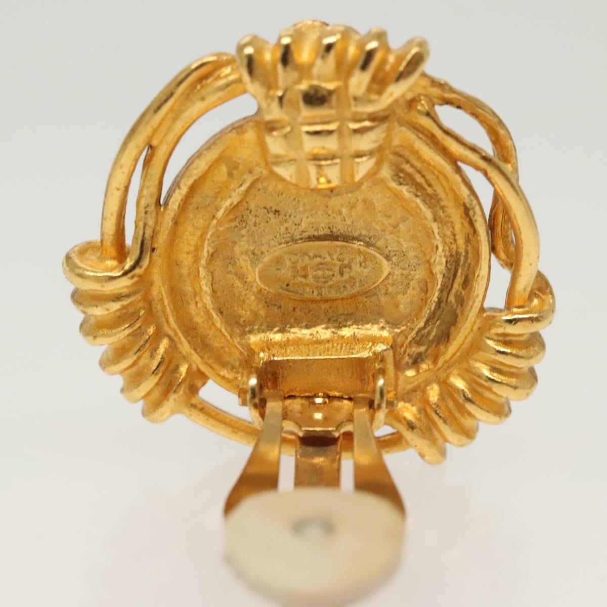 CHANEL Earring metal Gold CC Auth bs29251