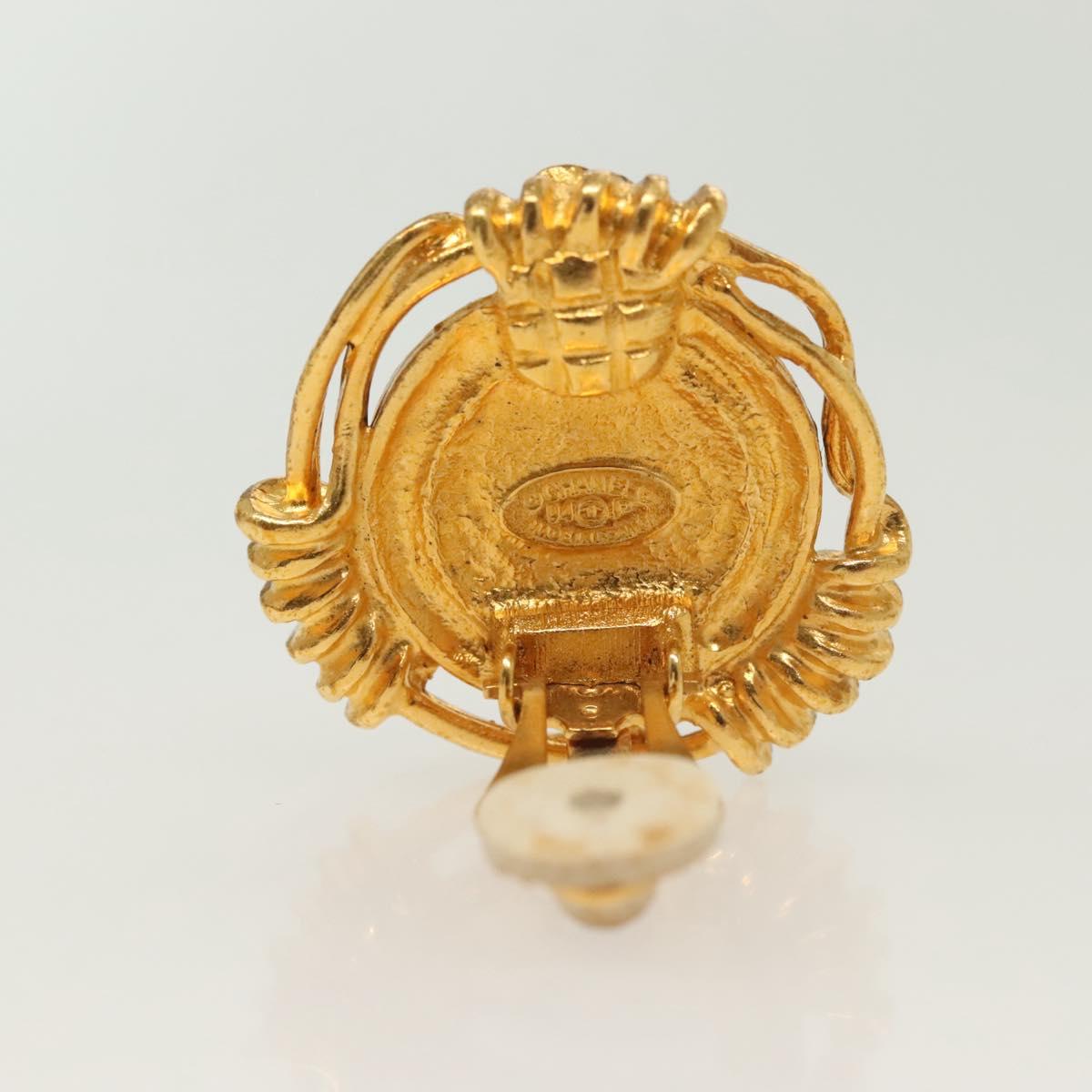 CHANEL Earring metal Gold CC Auth bs29251