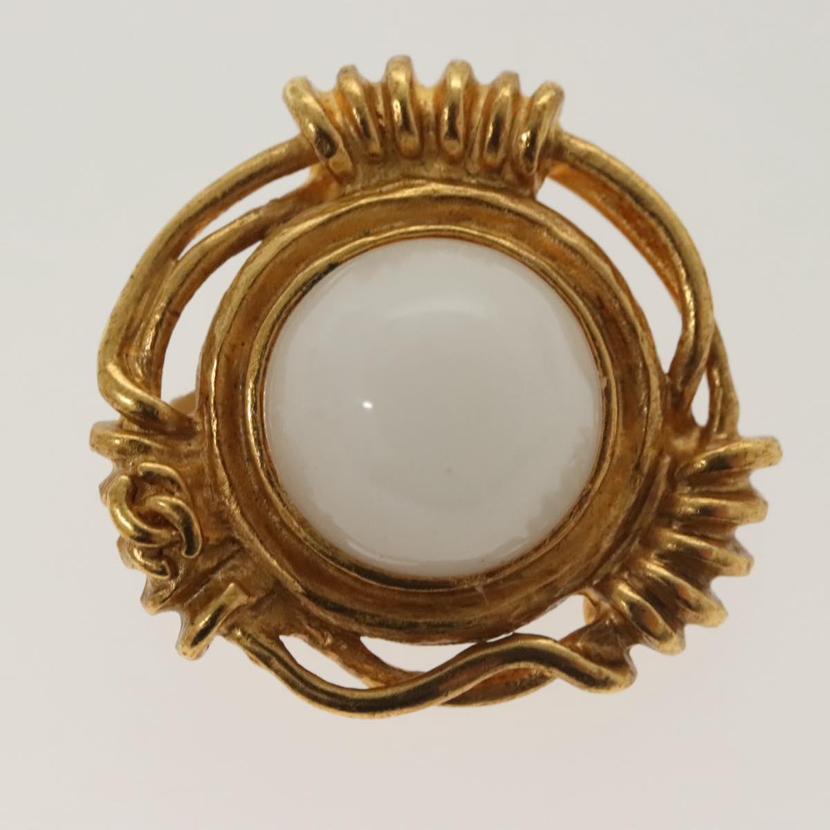 CHANEL Earring metal Gold CC Auth bs29251