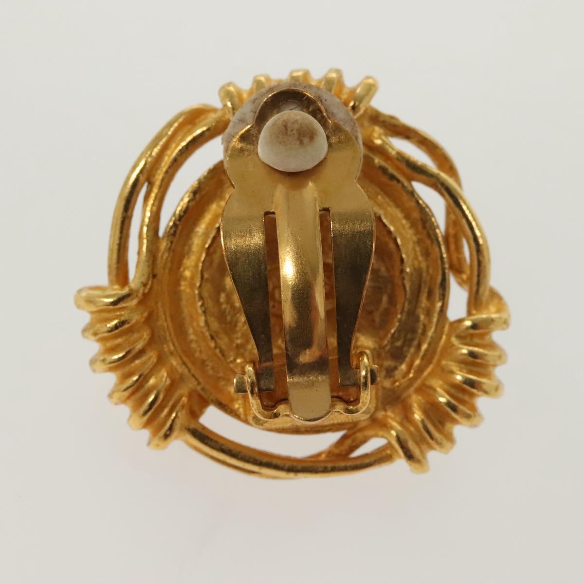 CHANEL Earring metal Gold CC Auth bs29251