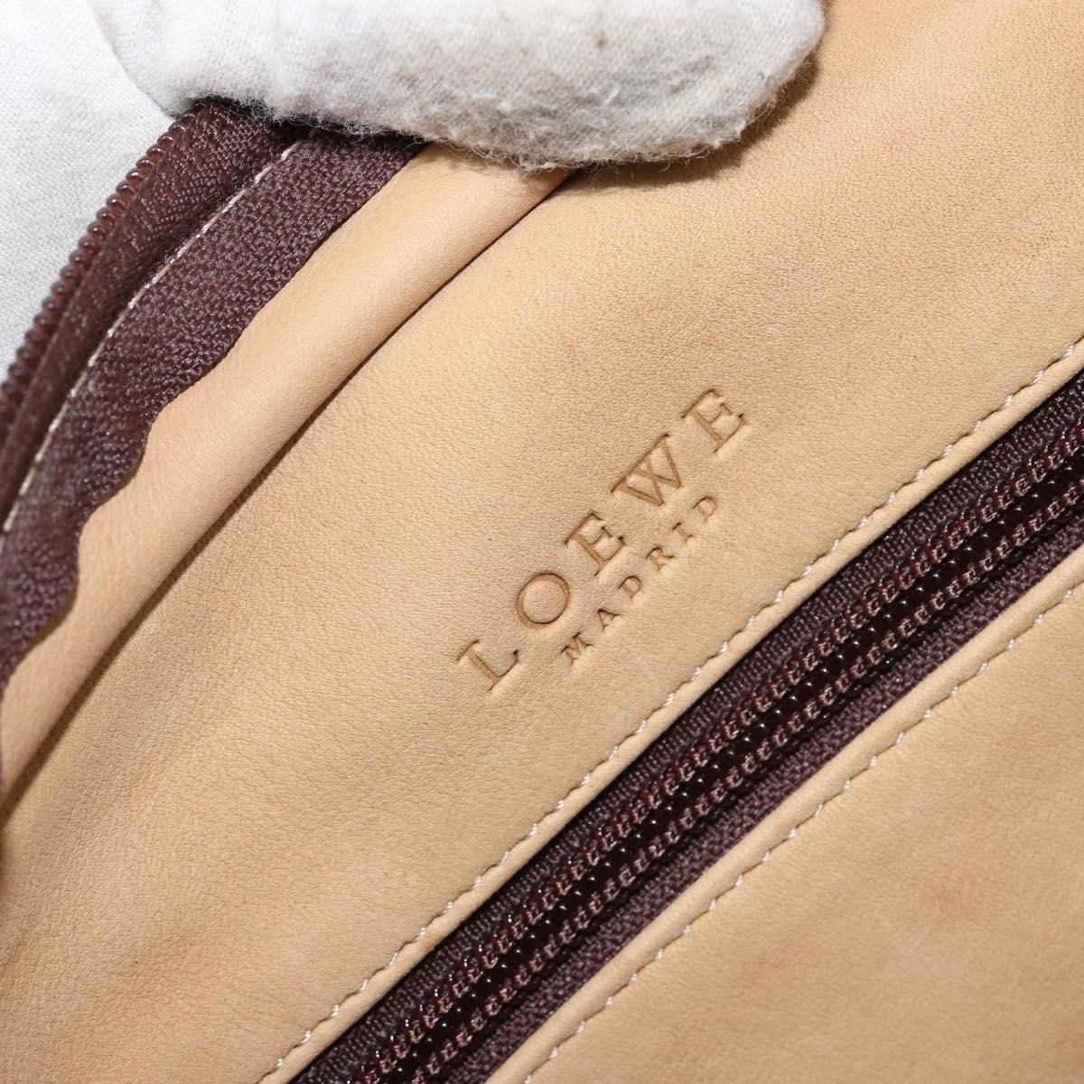 LOEWE Anagram Amazonas 23 Hand Bag Suede Leather Beige Gold Auth bs29255