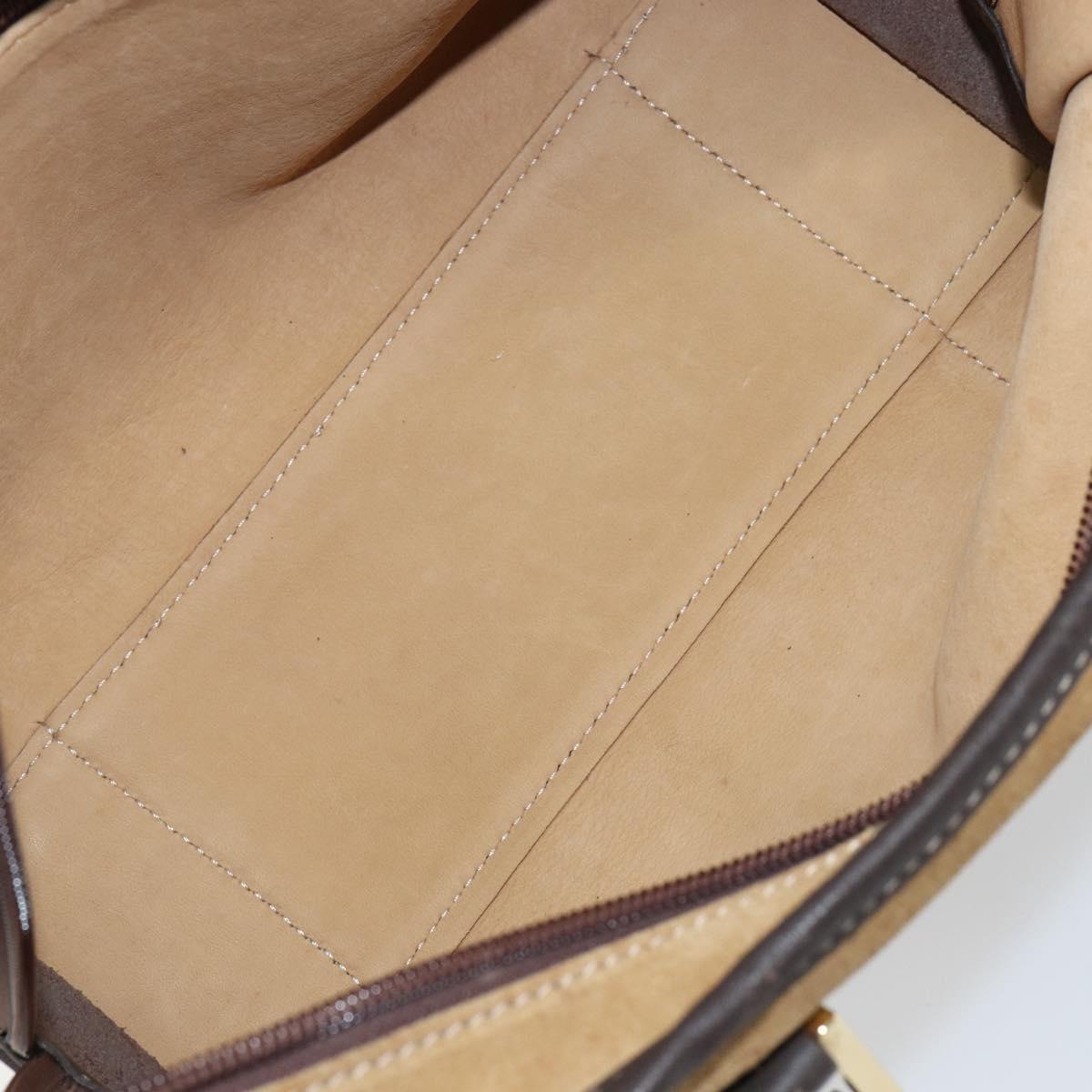 LOEWE Anagram Amazonas 23 Hand Bag Suede Leather Beige Gold Auth bs29255