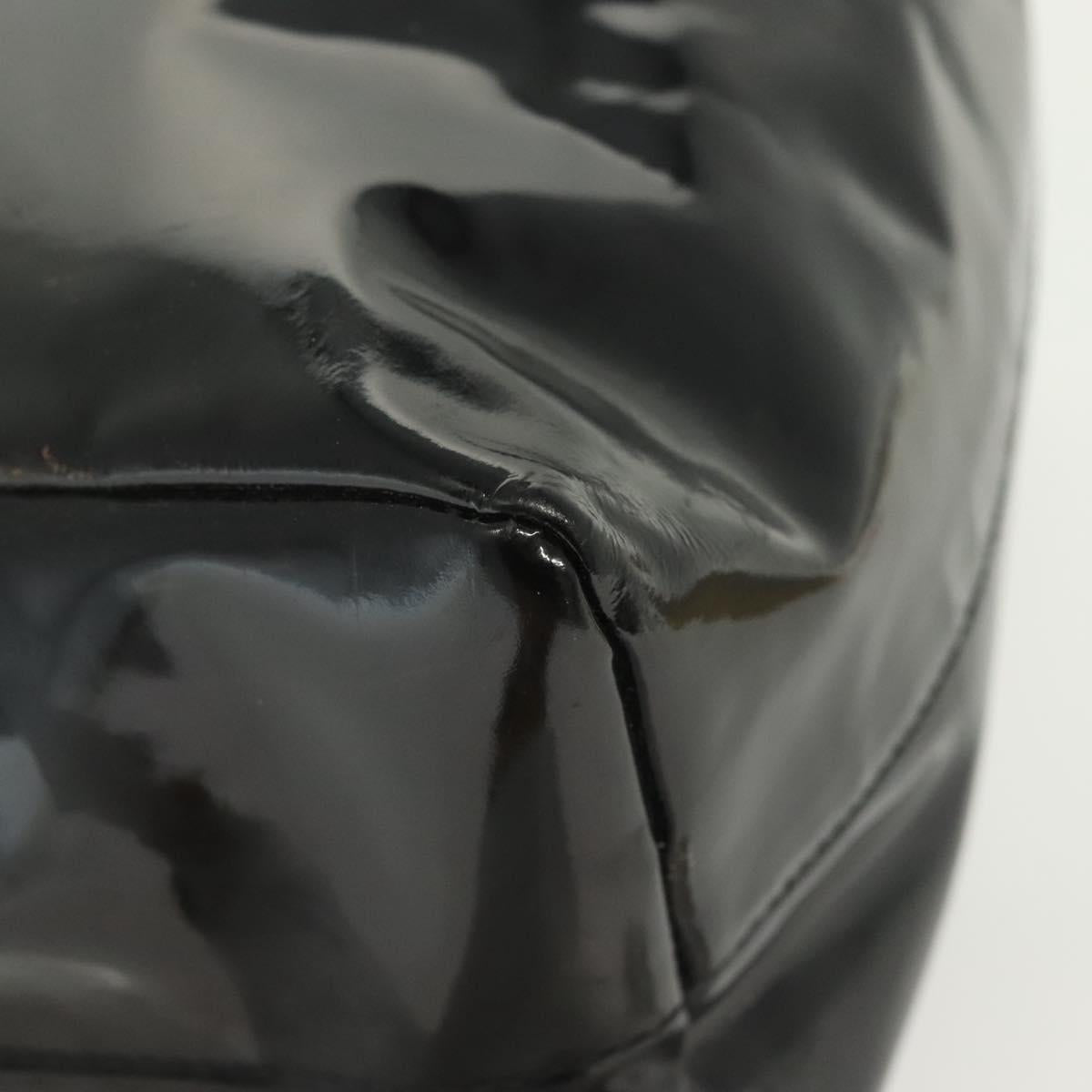 PRADA Hand Bag Patent leather Black Silver Auth bs29257
