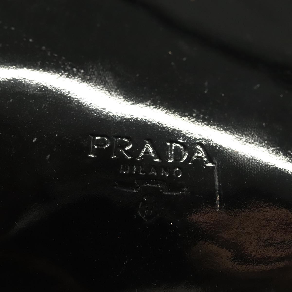 PRADA Hand Bag Patent leather Black Silver Auth bs29257