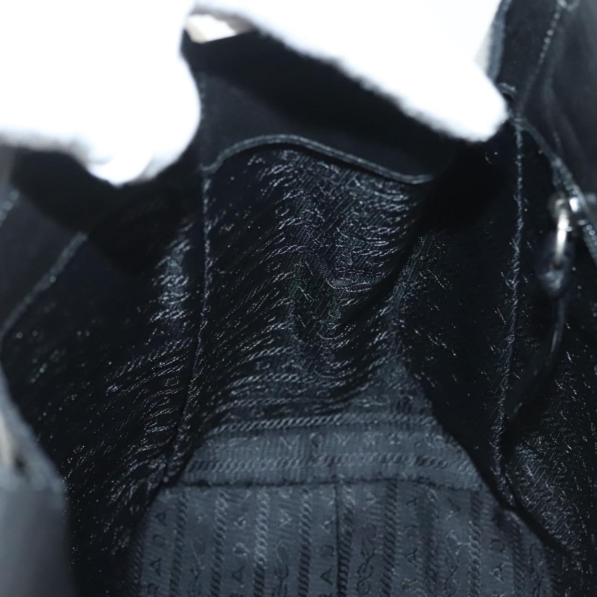 PRADA Hand Bag Patent leather Black Silver Auth bs29257