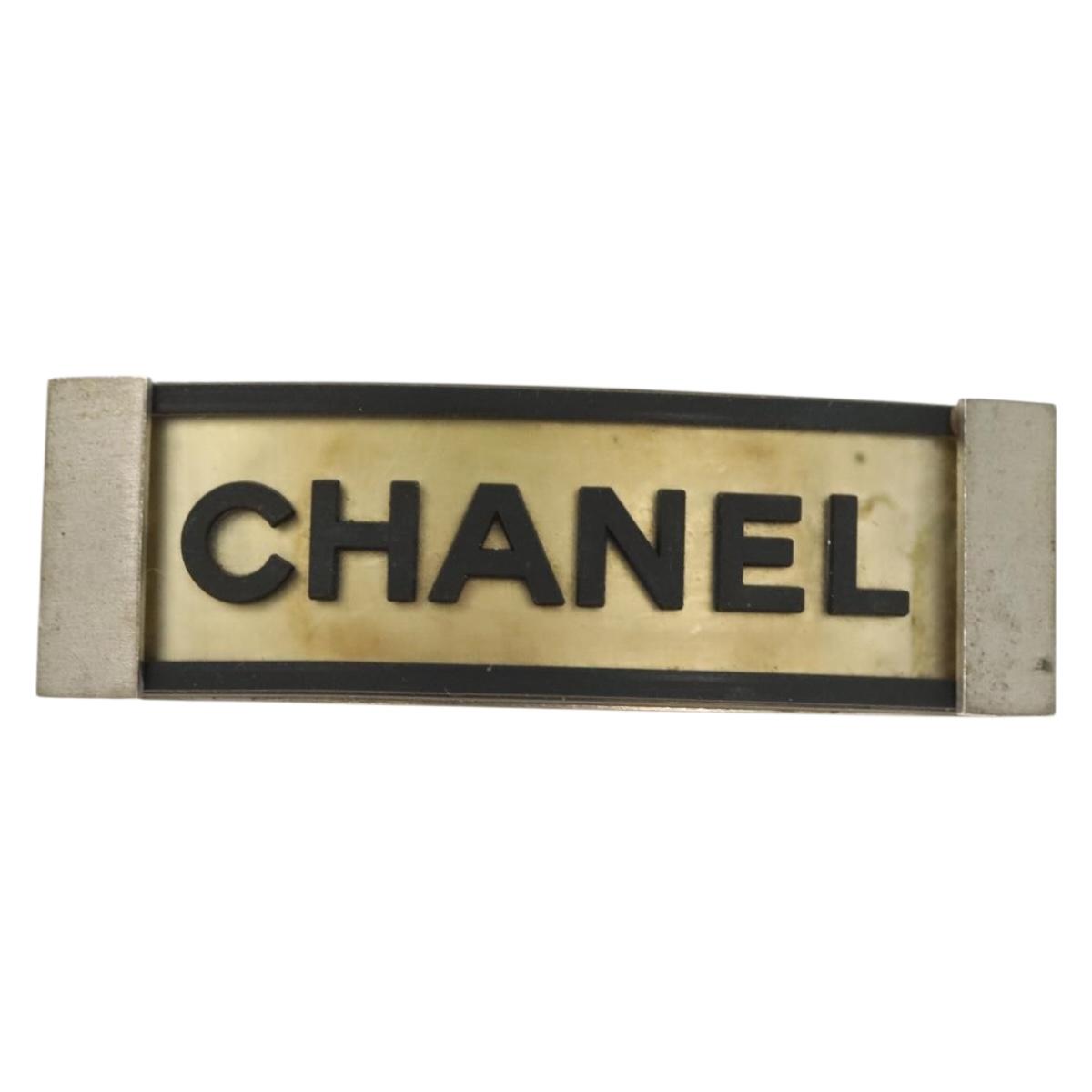 CHANEL Valletta Metal Rubber Black Silver CC Auth bs29259
