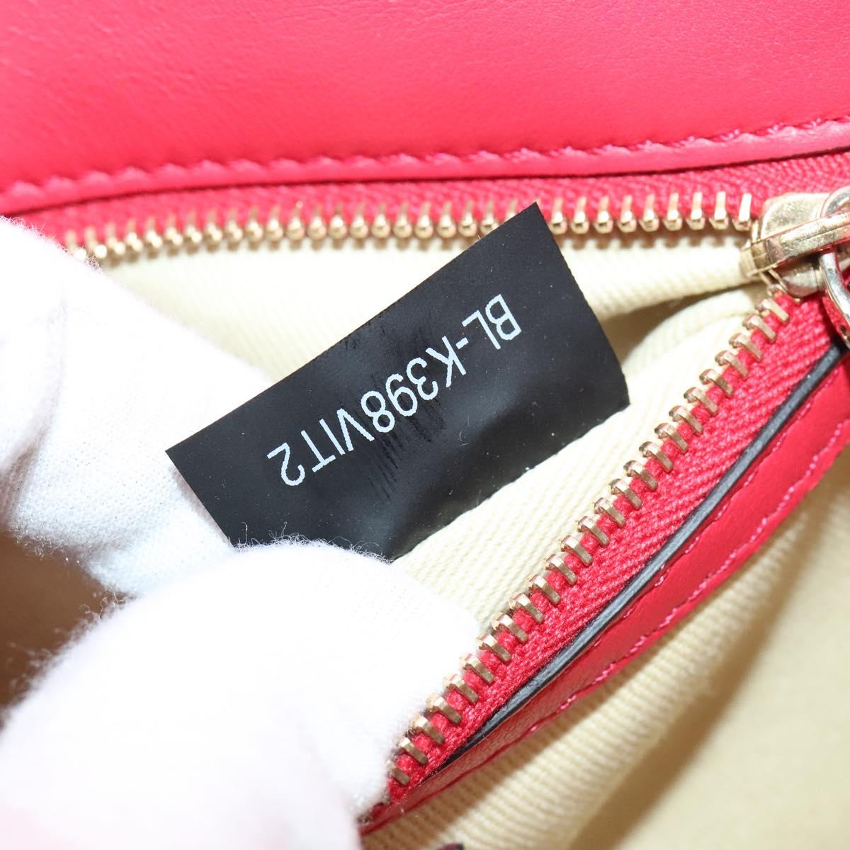 VALENTINO Studs Chain Shoulder Bag Leather Pink Gold Auth bs29260