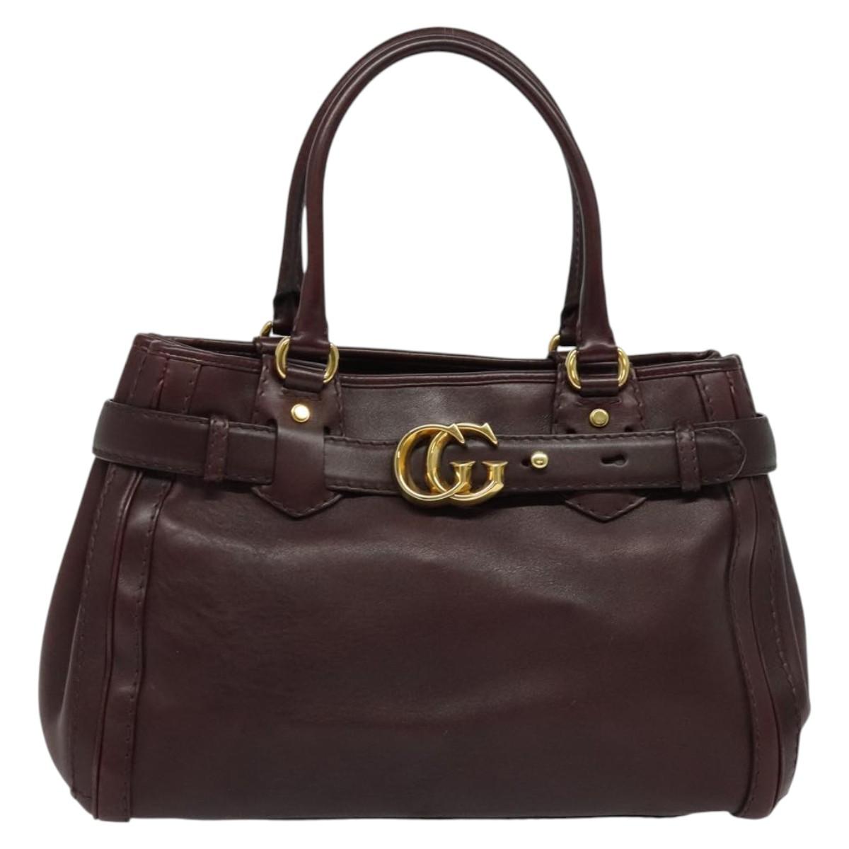 GUCCI Tote Bag Leather Bordeaux Gold 247183 Auth bs29261