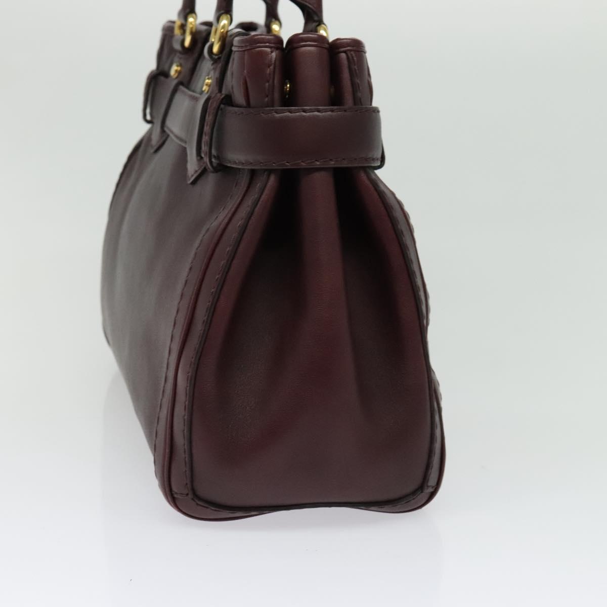 GUCCI Tote Bag Leather Bordeaux Gold 247183 Auth bs29261