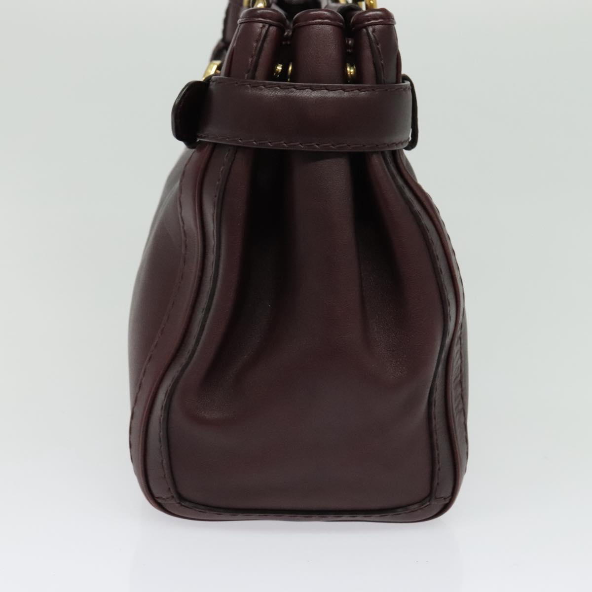 GUCCI Tote Bag Leather Bordeaux Gold 247183 Auth bs29261