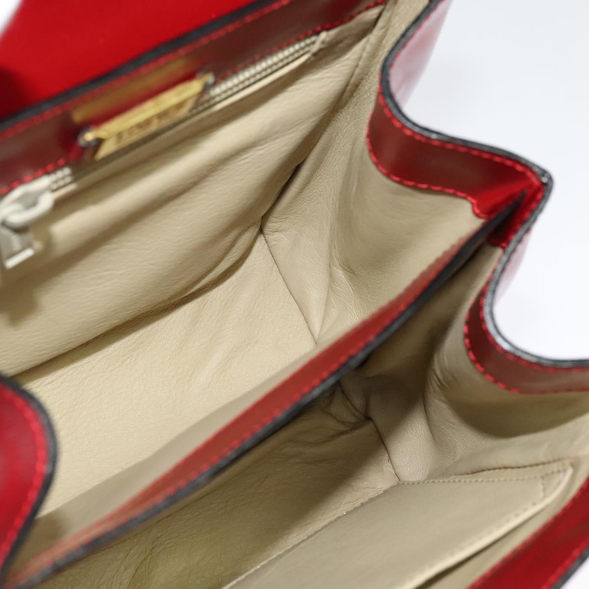 LOEWE Anagram Hand Bag Leather 2way Red Gold Auth bs29264