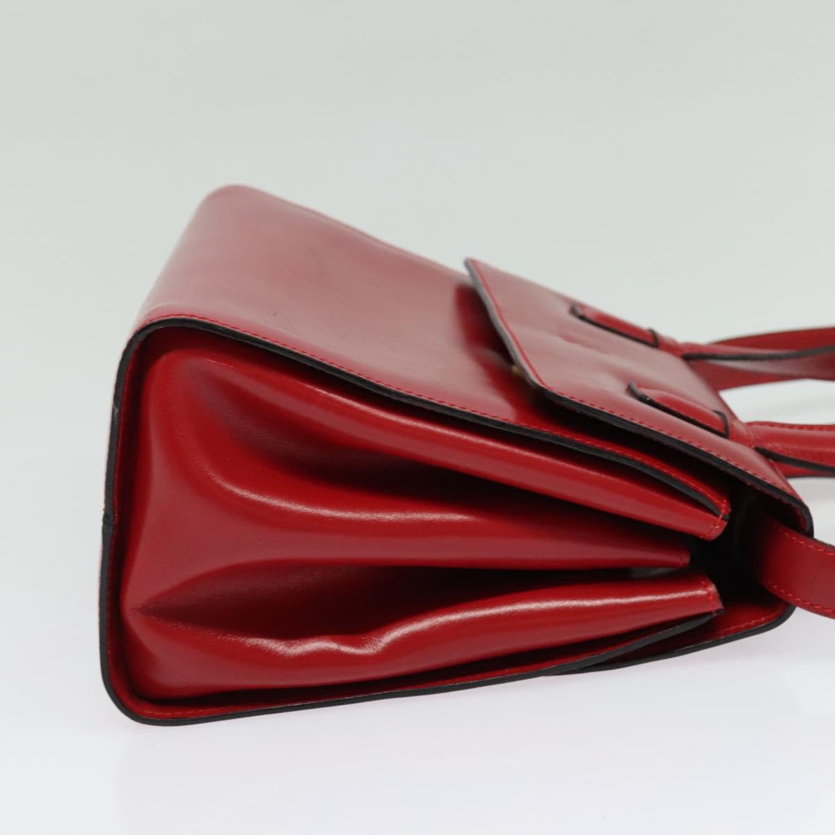 LOEWE Anagram Hand Bag Leather 2way Red Gold Auth bs29264
