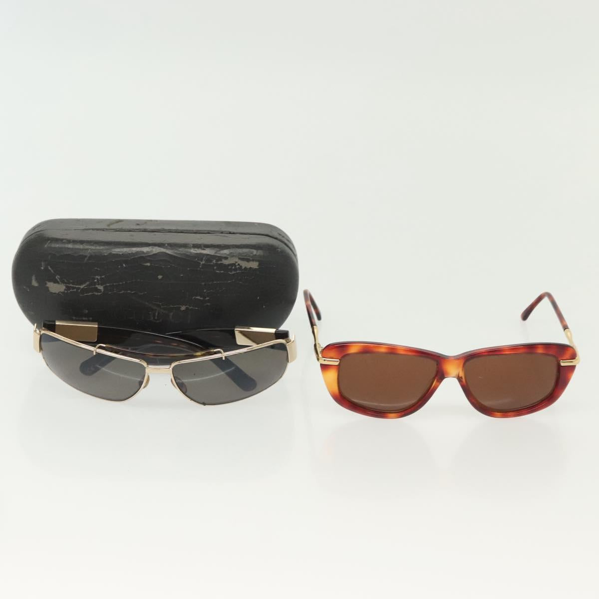 GUCCI Sunglasses Plastic Metal 2Set Brown Black Auth bs29266