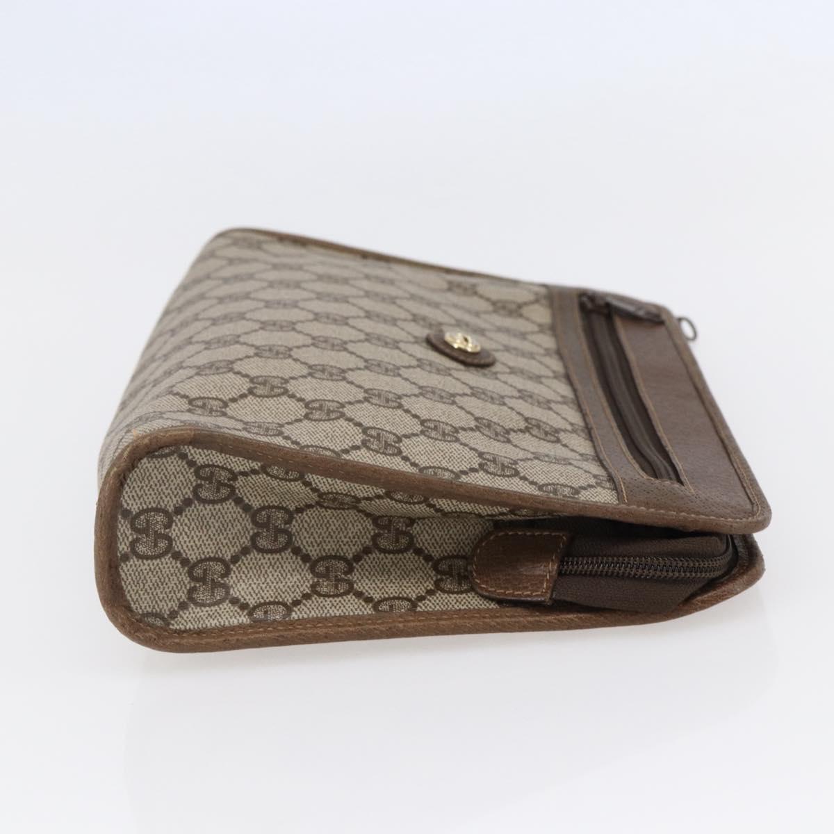 GUCCI GG Supreme Clutch Bag PVC Beige 97 01 037 Auth bs29268