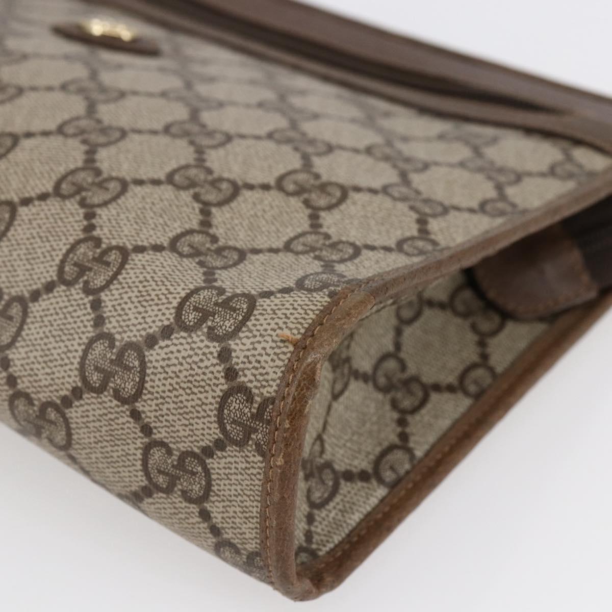 GUCCI GG Supreme Clutch Bag PVC Beige 97 01 037 Auth bs29268