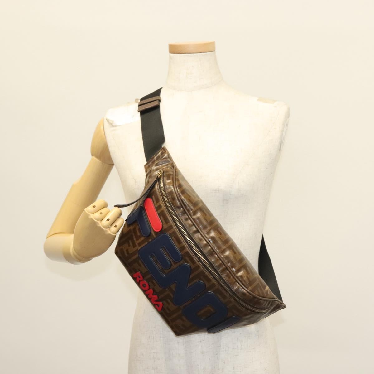 FENDI Zucca Canvas FILA Collaboration Waist Bag Coated Canvas Auth bs29270
