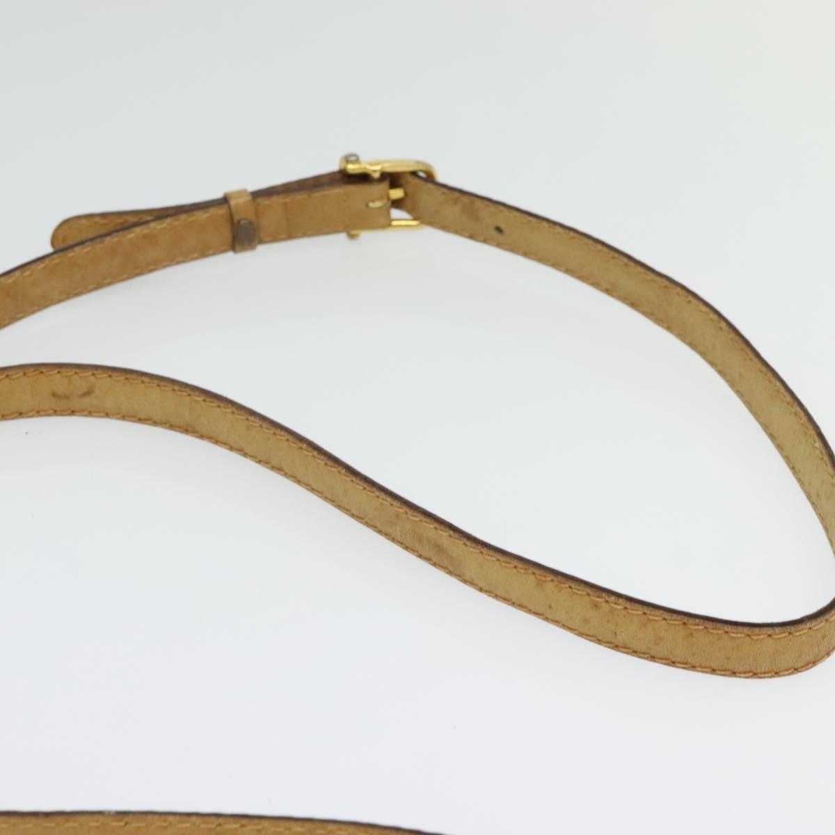 CELINE Macadam Canvas Shoulder Bag PVC Beige Gold Auth bs29271