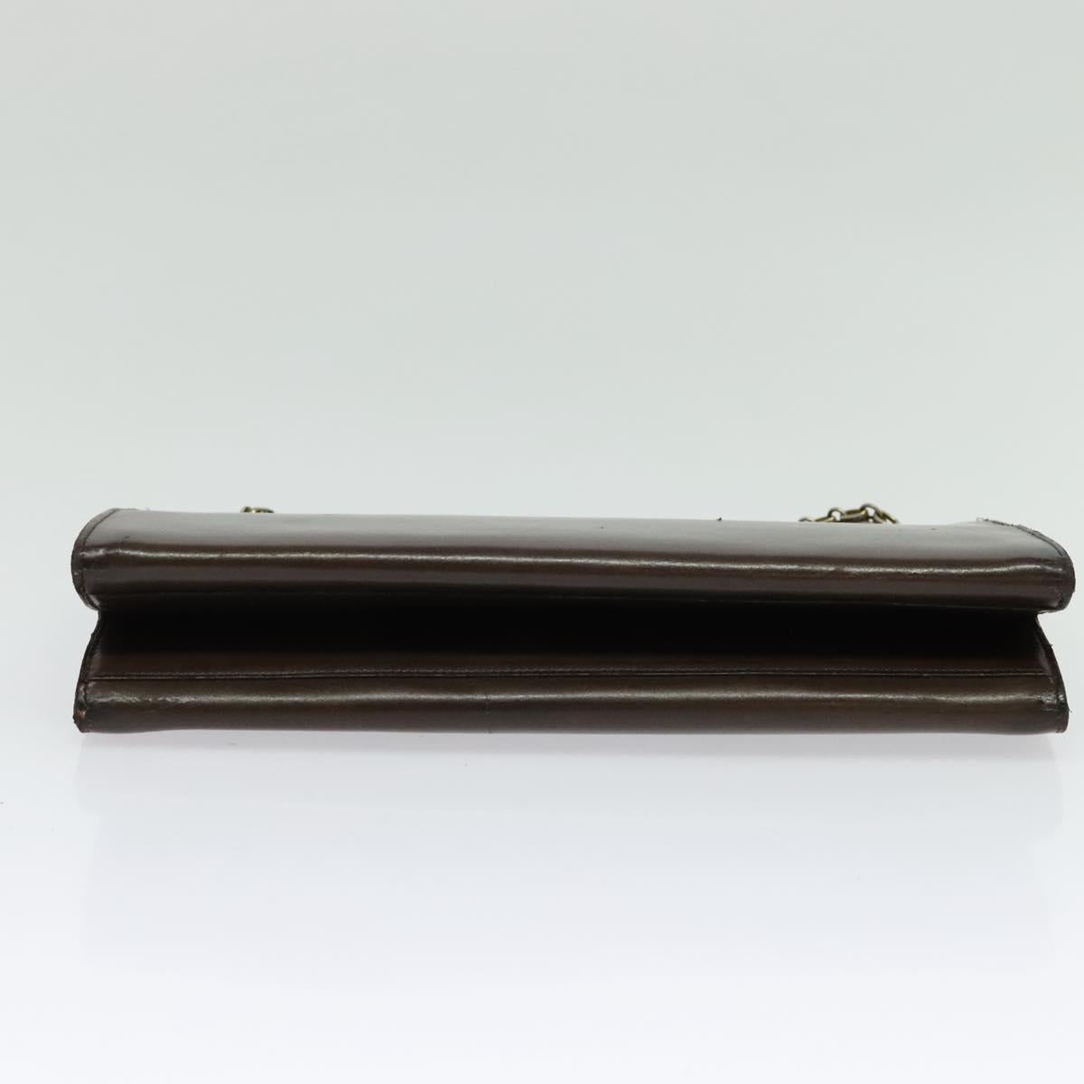 CHANEL Chain Hand Bag Leather Brown gold CC Auth bs29274